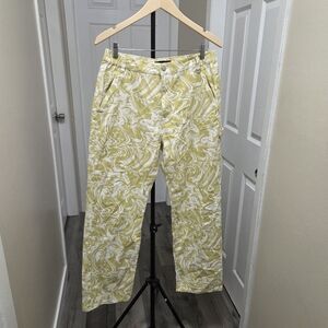 Aeropostale Baggy Carpenter 100% Cotton Yellow and White Patterned Pants